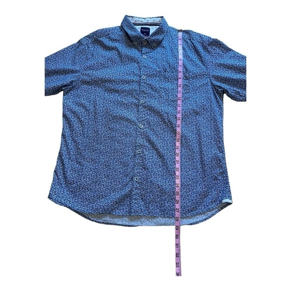 Level Ten Peached Poplin Button-Up Shirt Short Sleeve Floral Collared Size XL - Picture 9 of 9